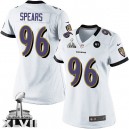 Women Nike Baltimore Ravens &96 Marcus Spears Elite White Super Bowl XLVII NFL Jersey
