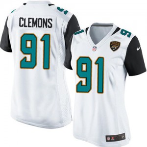 Femmes Nike Jacksonville Jaguars # 91 Chris Clemons Élite blanc NFL Maillot Magasin