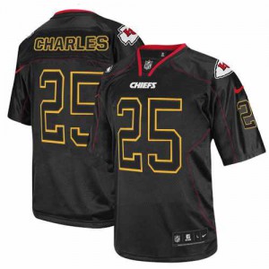 Hommes Nike Chiefs de Kansas City # 25 Jamaal Charles élite Lights Out noir NFL Maillot Magasin