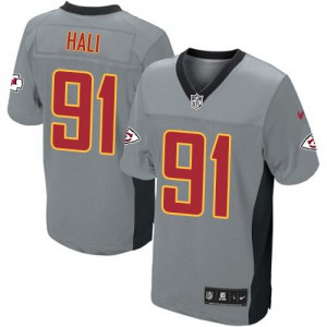 Hommes Nike Chiefs de Kansas City # 91 Tamba Hali élite gris ombre NFL Maillot Magasin