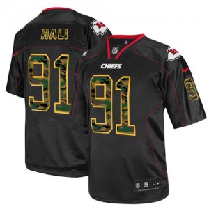 Hommes Nike Chiefs de Kansas City # 91 Tamba Hali Élite noire Camo Fashion NFL Maillot Magasin