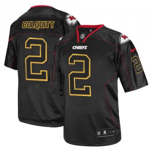 Hommes Nike Chiefs de Kansas City # 2 Dustin Colquitt Élite Lights Out noir NFL Maillot Magasin