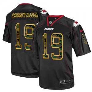 Hommes Nike Chiefs de Kansas City # 19 Joe Montana Élite noire Camo Fashion NFL Maillot Magasin Hommes Nike Chiefs de Kansas City # 19 Joe Montana Élite noire Camo Fashion NFL Maillot Magasin