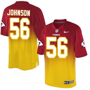 Hommes Nike Chiefs de Kansas City # 56 Derrick Johnson élite rouge/or Fadeaway NFL Maillot Magasin