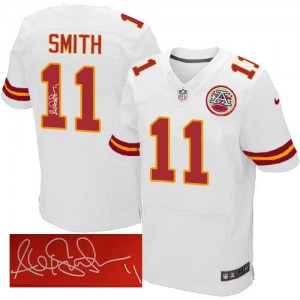 Hommes Nike Chiefs de Kansas City # 11 Alex Smith Élite Blanc dédicacée NFL Maillot Magasin