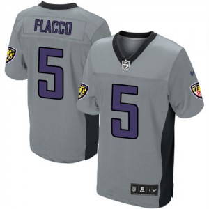 Hommes Nike Baltimore Ravens # 5 Joe Flacco Ãlite gris ombre NFL Maillot Magasin