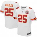 Men Nike Kansas City Chiefs &25 Jamaal Charles Elite White NFL Jersey
