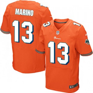 Hommes Nike Dolphins de Miami # 13 Dan Marino élite Orange alternent NFL Maillot Magasin