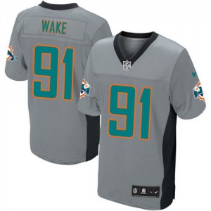 Hommes Nike Dolphins de Miami # 91 Cameron Wake élite gris ombre NFL Maillot Magasin