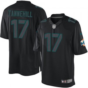 Hommes Nike Dolphins de Miami # 17 Ryan Tannehill Élite Noir Impact NFL Maillot Magasin