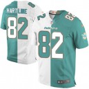 Men Nike Miami Dolphins &82 Brian Hartline Elite Team/Road Two Tone NFL Jersey