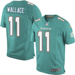 Hommes Nike Dolphins de Miami # 11 Mike Wallace Élite Aqua vert couleur de l'équipe NFL Maillot Magasin