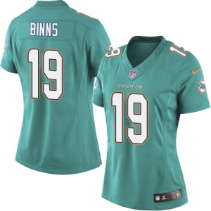 Femmes Nike Dolphins de Miami # 19 Armon Binns élite Aqua vert équipe NFL Maillot Magasin de couleur