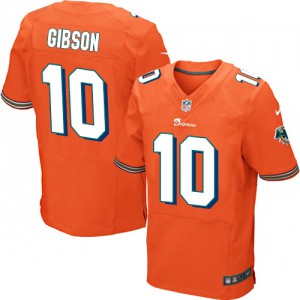 Hommes Nike Dolphins de Miami # 10 Brandon Gibson élite Orange alternent NFL Maillot Magasin