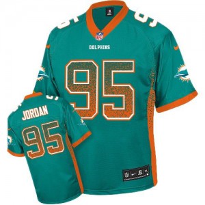 Hommes Nike Dolphins de Miami # 95 Dion Jordan élite Aqua verte Drift mode NFL Maillot Magasin
