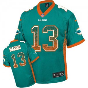 Hommes Nike Dolphins de Miami # 13 Dan Marino élite Aqua verte Drift mode NFL Maillot Magasin