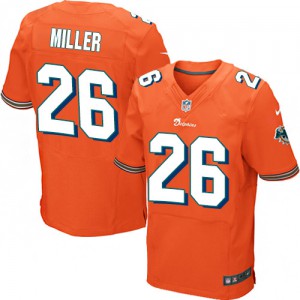 Hommes Nike Dolphins de Miami # 26 Lamar Miller élite Orange alternent NFL Maillot Magasin