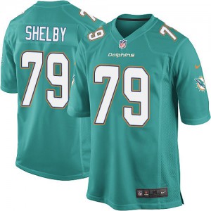 Dolphins de Miami de Nike jeunesse # 79 Derrick Shelby Élite Aqua vert couleur de l'équipe NFL Maillot Magasin