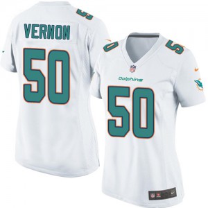 Femmes Nike Dolphins de Miami # 50 Olivier Vernon Élite blanc NFL Maillot Magasin