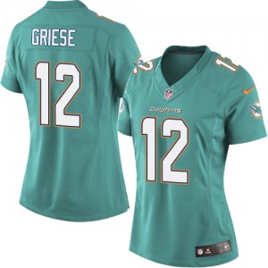Femmes Nike Dolphins de Miami # 12 Bob Griese élite Aqua vert équipe NFL Maillot Magasin de couleur