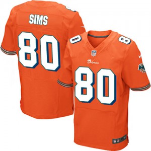 Hommes Nike Dolphins de Miami # 80 Dion Sims élite Orange alternent NFL Maillot Magasin