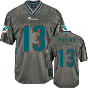 Hommes Nike Dolphins de Miami # 13 Dan Marino élite gris Vapor NFL Maillot Magasin