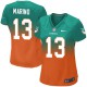 Women Nike Miami Dolphins &13 Dan Marino Elite Aqua Green/Orange Fadeaway NFL Jersey
