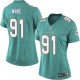 Women Nike Miami Dolphins &91 Cameron Wake Elite Aqua Green Team Color NFL Jersey