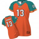 Reebok Miami Dolphins &13 Dan Marino Orange Women Field Flirt Premier EQT Throwback NFL Jersey