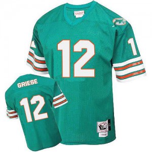 Mitchell et Ness Dolphins de Miami # 12 Bob Griese Aqua vert couleur Throwback authentique NFL maillot de l'équipe