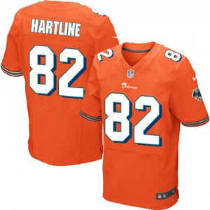 Hommes Nike Dolphins de Miami # 82 Brian Hartline élite Orange alternent NFL Maillot Magasin