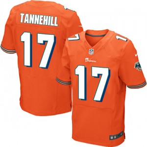 Hommes Nike Dolphins de Miami # 17 Ryan Tannehill Élite Orange alternent NFL Maillot Magasin