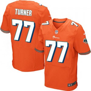 Hommes Nike Dolphins de Miami # 77 Billy Turner élite Orange alternent NFL Maillot Magasin