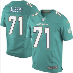 Hommes Nike Dolphins de Miami # 71 Branden Albert élite Aqua vert équipe NFL Maillot Magasin de couleur