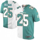 Men Nike Miami Dolphins &25 Louis Delmas Elite Team/Road Two Tone NFL Jersey
