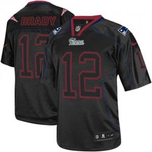 Hommes Nike New England Patriots # 12 Tom Brady élite Lights Out noir NFL Maillot Magasin