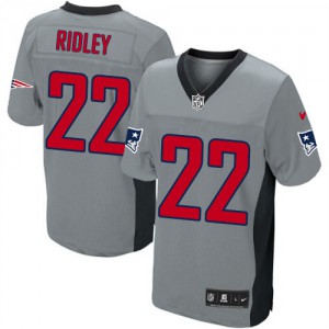 Hommes Nike New England Patriots # 22 Stevan Ridley élite gris ombre NFL Maillot Magasin