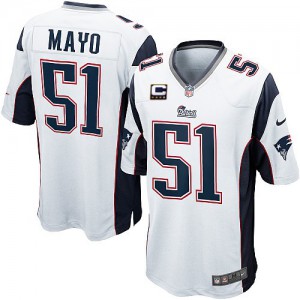 Jeunesse Nike New England Patriots # 51 Jerod Mayo Élite blanc C Patch NFL Maillot Magasin