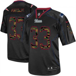 Hommes Nike New England Patriots # 33 Kevin Faulk Élite noire Camo Fashion NFL Maillot Magasin