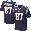 Men Nike New England Patriots &87 Rob Gronkowski Elite Navy Blue Team Color C Patch NFL Jersey