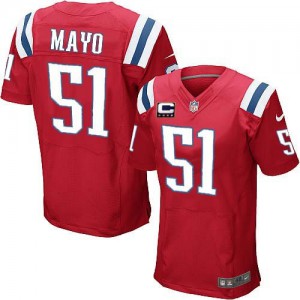 Hommes Nike New England Patriots # 51 Jerod Mayo élite rouge alternent C Patch NFL Maillot Magasin