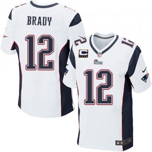 Hommes Nike New England Patriots # 12 Tom Brady élite blanc C Patch NFL Maillot Magasin