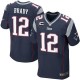 Hommes Nike New England Patriots # 12 Tom Brady élite bleu marine équipe couleur C Patch NFL Maillot Magasin