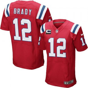 Hommes Nike New England Patriots # 12 Tom Brady élite rouge alternent C Patch NFL Maillot Magasin