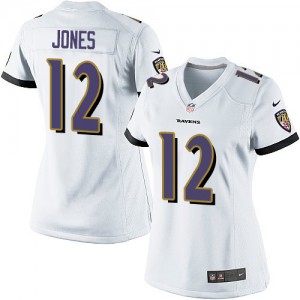 Femmes Nike Baltimore Ravens # 12 Jacoby Jones Élite blanc NFL Maillot Magasin