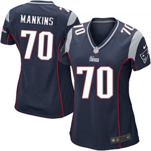 Femmes Nike New England Patriots # 70 Logan Mankins Élite bleu marine équipe NFL Maillot Magasin de couleur