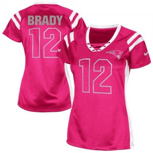Femmes Nike New England Patriots # 12 Tom Brady élite rose lui projet Shimmer NFL Maillot Magasin
