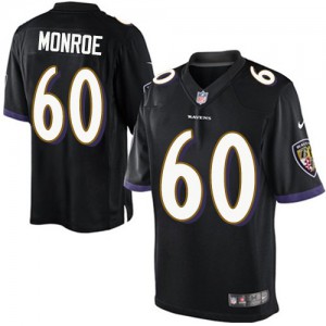 Jeunesse Nike Baltimore Ravens # 60 Eugene Monroe élite remplaçant NFL Maillot Magasin noir