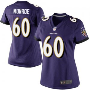 Femmes Nike Baltimore Ravens # 60 Eugene Monroe élite violet équipe NFL Maillot Magasin de couleur