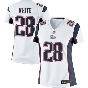 Femmes Nike New England Patriots # 28 James Blanc Élite blanc NFL Maillot Magasin